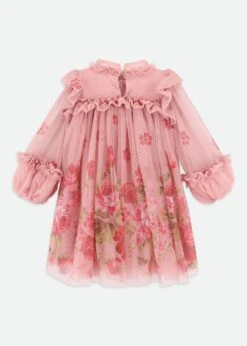 Nadiya Border Print Tulle Dress Tea Rose -Angels Face Negozio Nadia Dress Tearose Back