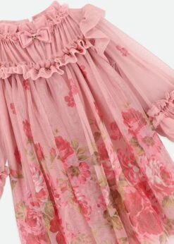 Nadiya Border Print Tulle Dress Tea Rose -Angels Face Negozio Nadia Dress Tearose Detail