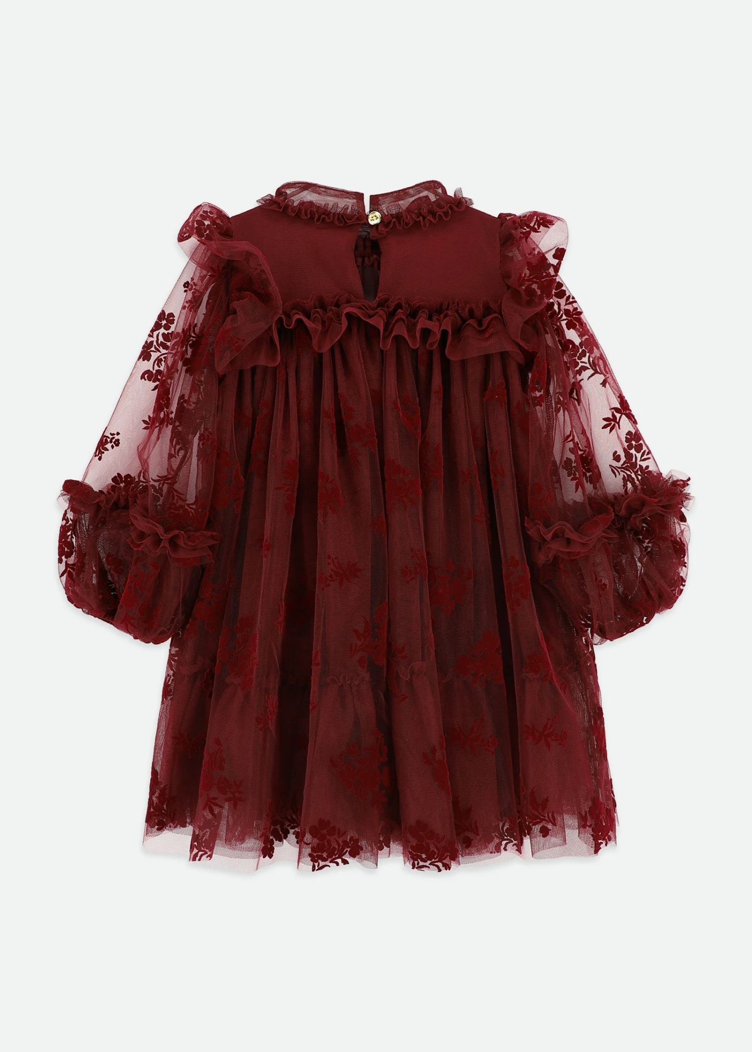 Nadiya Flock Flower Tulle Dress Burgunday 7 Nadiya Flock Flower Tulle Dress Burgunday - immagine 5