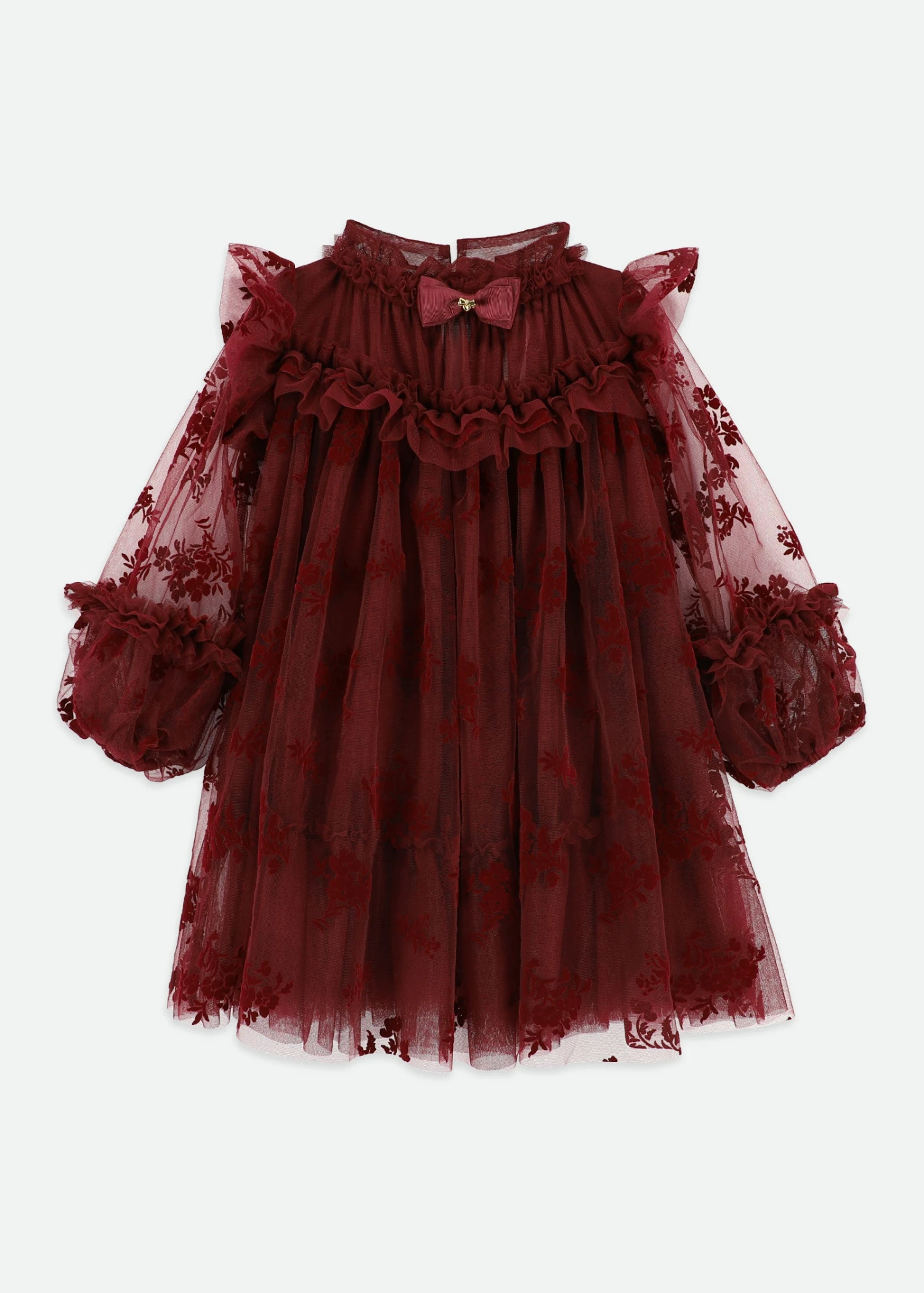 Nadiya Flock Flower Tulle Dress Burgunday 3 Nadiya Flock Flower Tulle Dress Burgunday