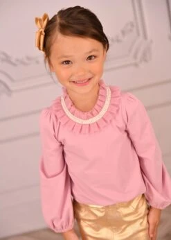 Nell Pleated Collar Top Tea Rose -Angels Face Negozio Nell Top Tea.Rose Lifestyle