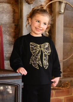 Paula Sweat With Bow Black -Angels Face Negozio Paula Jumper Black Lifestyle 1