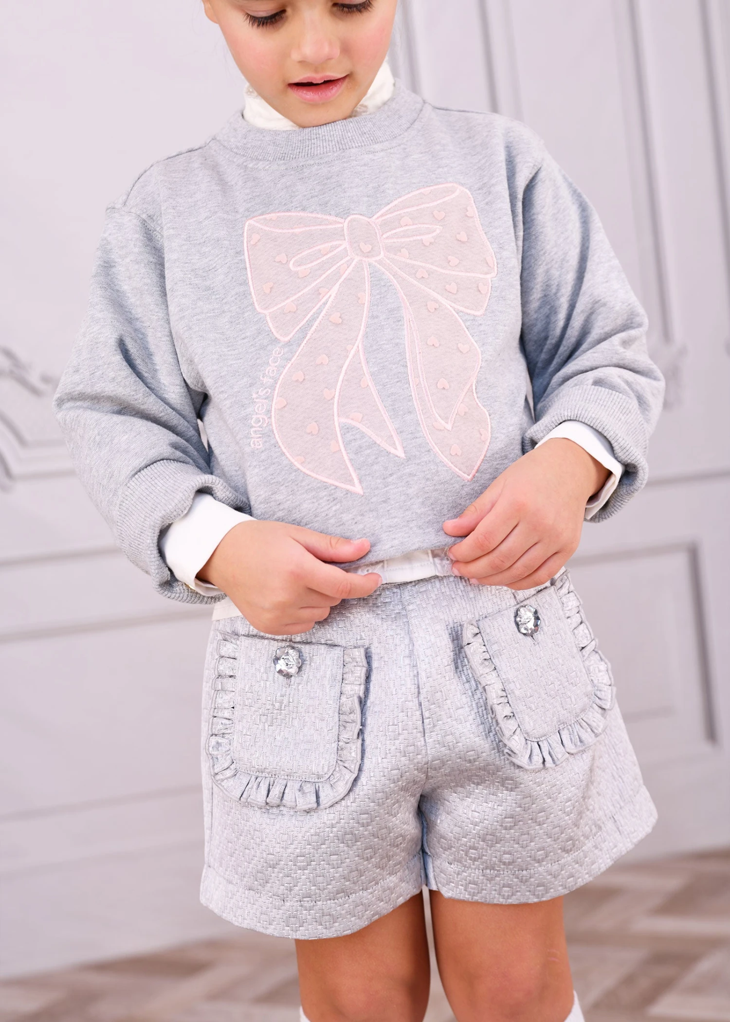 Paula Sweat With Heart Tulle Bow Grey 5 Paula Sweat With Heart Tulle Bow Grey - immagine 3