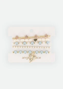 Star Bracelet Set Blue -Angels Face Negozio Pearl Bracelet Blue Card
