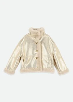 Petra Metallic Fur Jacket Gold