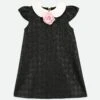 Petula Contrast Collar Jacquard Dress Black -Angels Face Negozio Petula Dress Black Front
