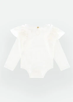 Primrose Lace Trim Babygrow Snowdrop -Angels Face Negozio Primrose Babygrow Snowdrop Back