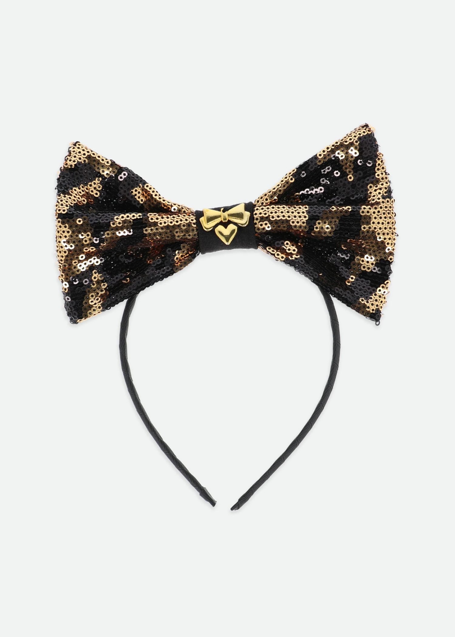 Queenie Houndstooth Sequin Aliceband Black/Gold 3 Queenie Houndstooth Sequin Aliceband Black/Gold