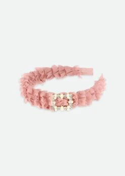Rae Ruffle Aliceband Tea Rose -Angels Face Negozio Rae Headband Tearose Side
