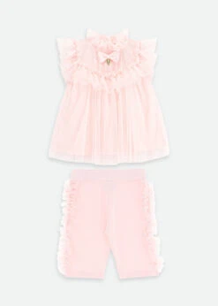 Rea Ruffle Top And Short Set Pale Pink