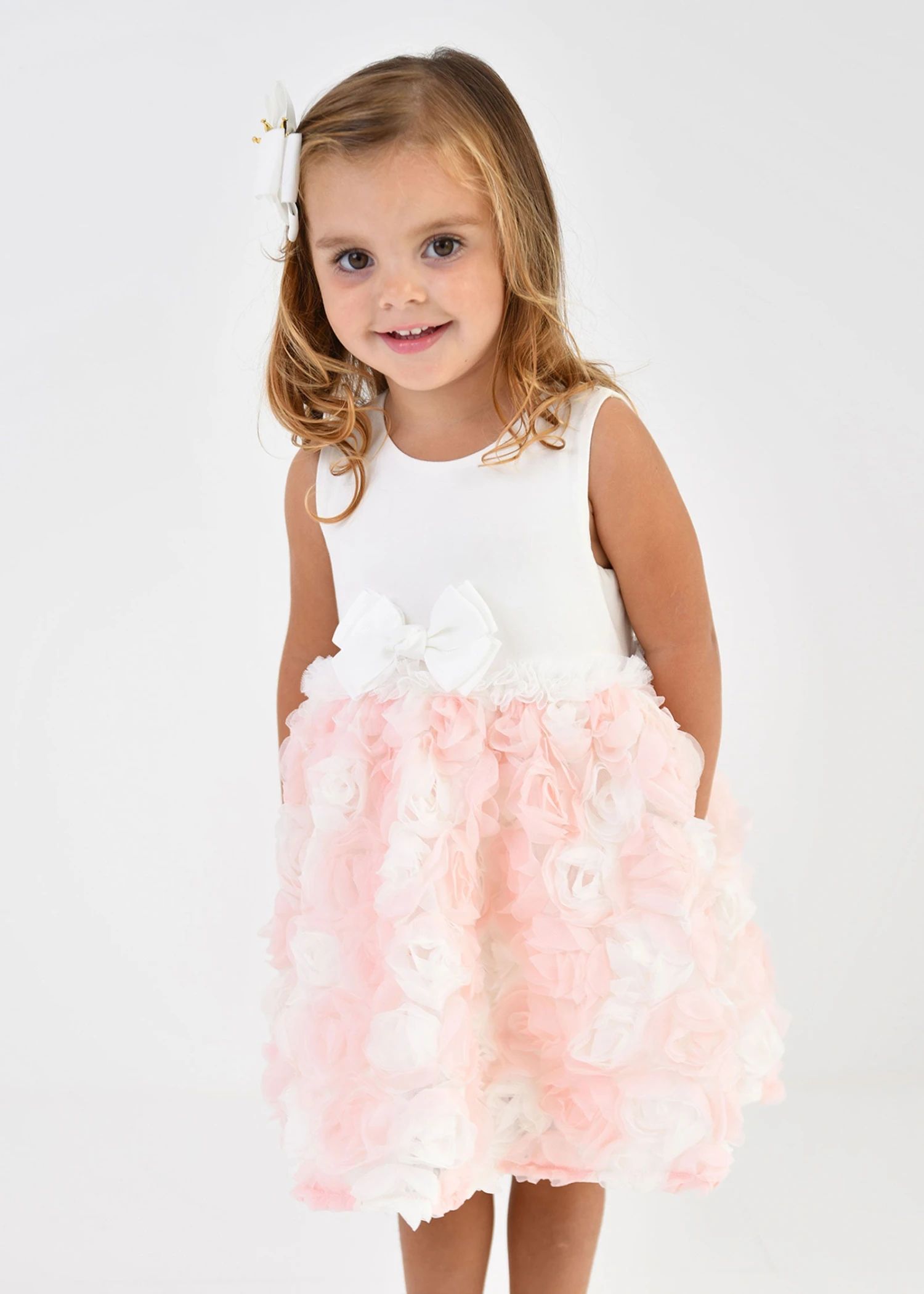 ReeRee 3D Roses Baby Dress Snowdrop/Pink 4 ReeRee 3D Roses Baby Dress Snowdrop/Pink - immagine 2
