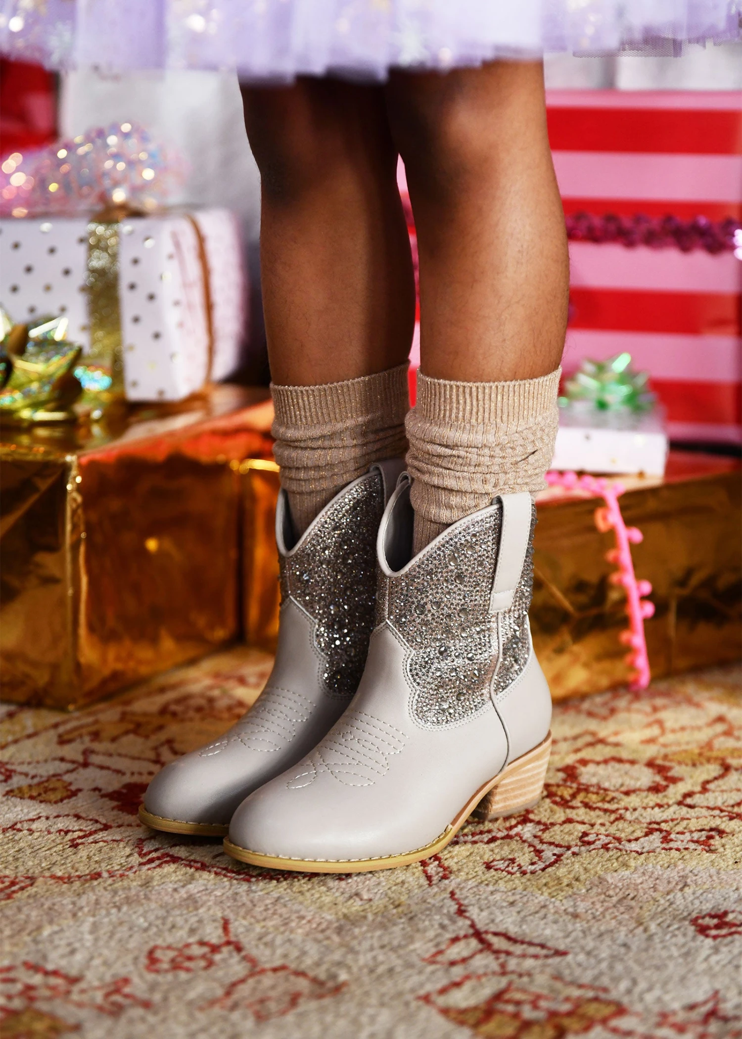 Rio Crystal Cowboy Boot Taupe 5 Rio Crystal Cowboy Boot Taupe - immagine 3