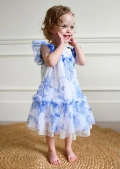 Rosebud Blue Flower Baby Dress Snowdrop -Angels Face Negozio Rose Bud Baby Dress Snowdrop Lifestyle 1