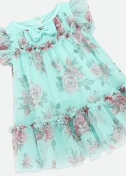 Rosebud Roses Baby Dress Aqua 8 Rosebud Roses Baby Dress Aqua -Angels Face Negozio Rosebud BabyDress Aqua Detail
