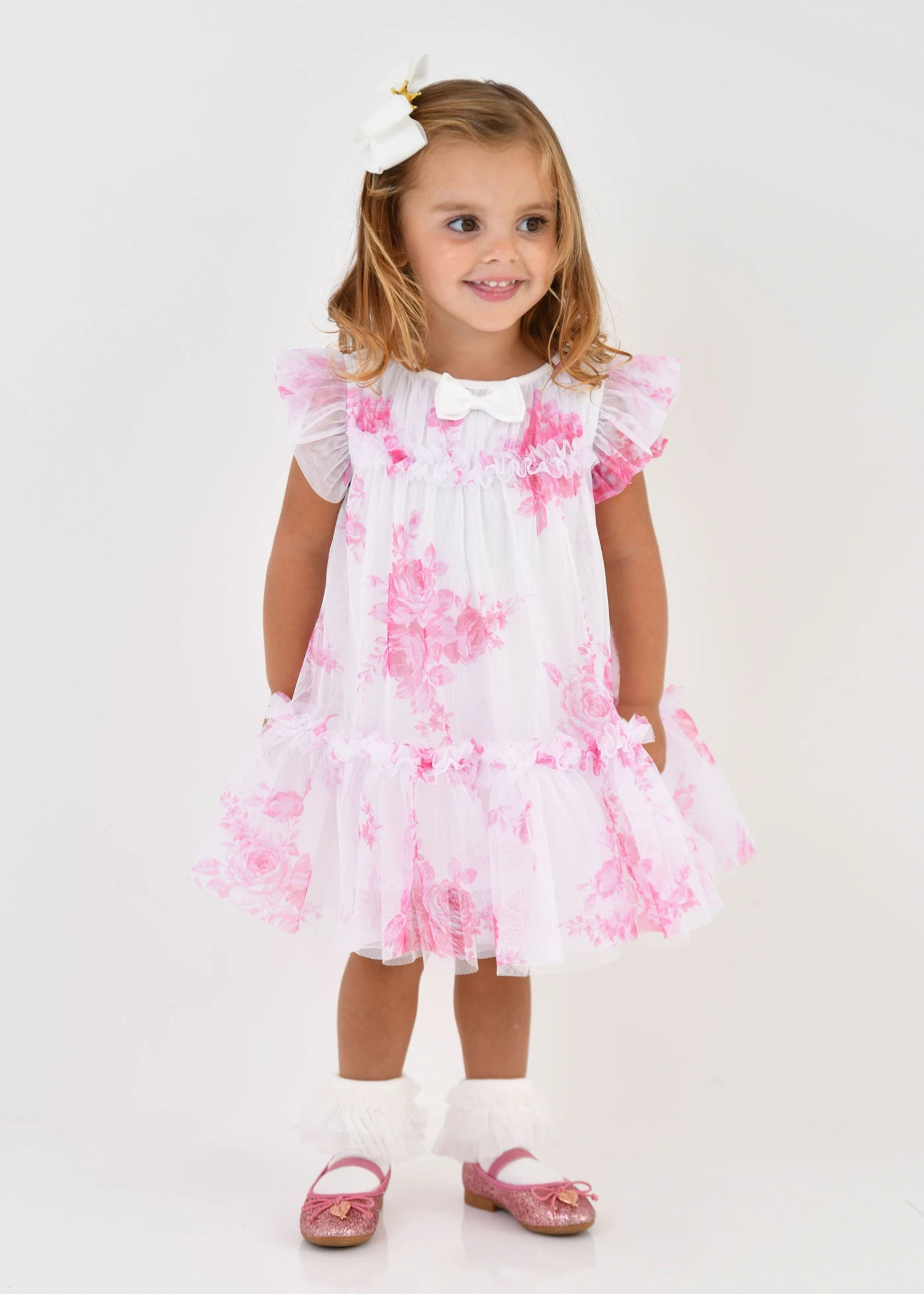 Rosebud Roses Baby Dress Snowdrop Pink 4 Rosebud Roses Baby Dress Snowdrop Pink - immagine 2
