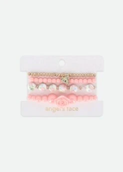 Rose Bracelet Set Peach -Angels Face Negozio Roses Bracelet Peach Front