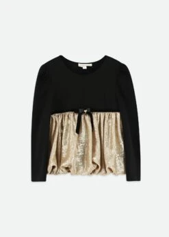 Saskia Metallic Ballon Top Black/Gold