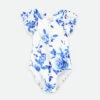 Sesimbra Blue Flower Zip Up Swimsuit Snowdrop -Angels Face Negozio Sesimbra Swim Blue Front