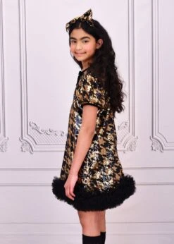 Shalini Houndstooth Sequin Dress Black/Gold -Angels Face Negozio Shalini Dress Black Gold Lifestyle 1