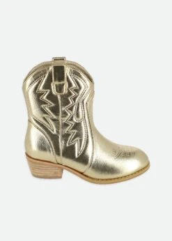 Soraya Metallic Cowboy Boot Gold -Angels Face Negozio Soraya Shoe Gold Side