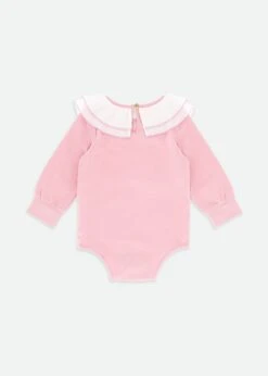 Tara Pleated Collar Babygrow Tea Rose 9 Tara Pleated Collar Babygrow Tea Rose -Angels Face Negozio Tara Babygrow Tearose Back
