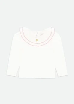 Thelma Pleated Collar Top Snowdrop