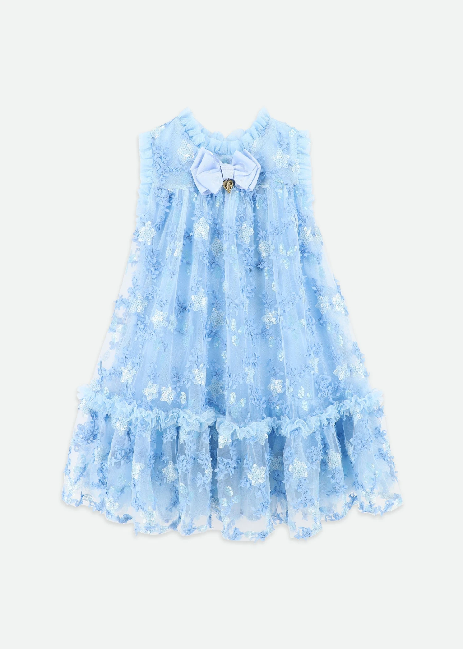 Tilly Sequin Flower Tulle Dress Pale Blue 3 Tilly Sequin Flower Tulle Dress Pale Blue