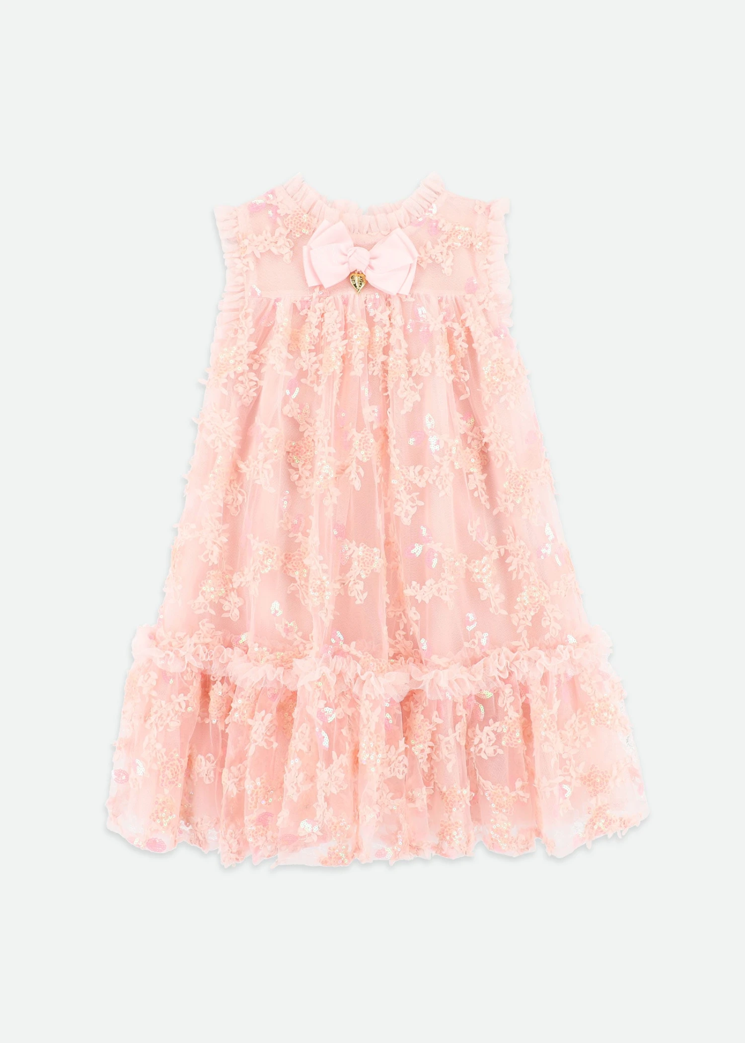 Tilly Sequin Flower Tulle Dress Pale Pink 3 Tilly Sequin Flower Tulle Dress Pale Pink