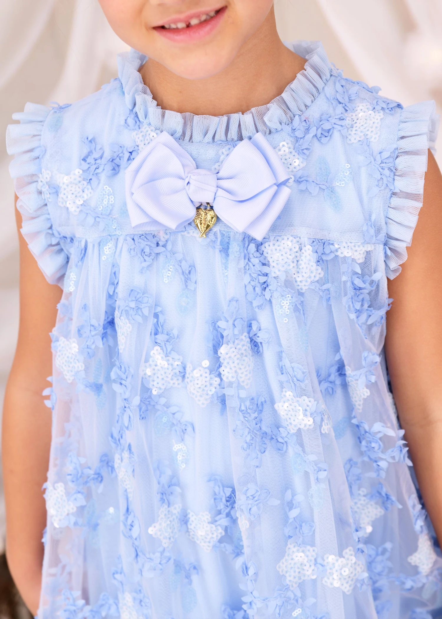 Tilly Sequin Flower Tulle Dress Pale Blue 6 Tilly Sequin Flower Tulle Dress Pale Blue - immagine 4