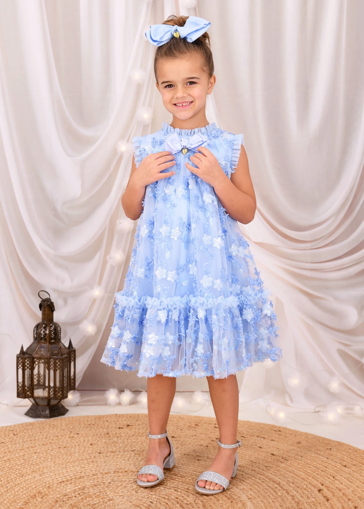 Tilly Sequin Flower Tulle Dress Pale Blue 5 Tilly Sequin Flower Tulle Dress Pale Blue - immagine 3
