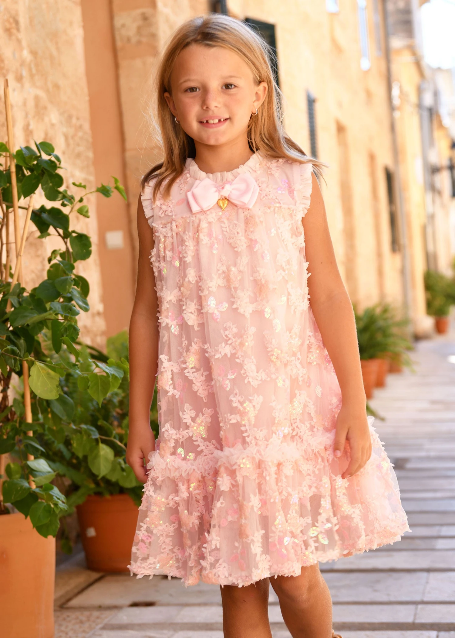 Tilly Sequin Flower Tulle Dress Pale Pink 4 Tilly Sequin Flower Tulle Dress Pale Pink - immagine 2