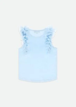 Toni Ruffle Trim Top Pale Blue 9 Toni Ruffle Trim Top Pale Blue -Angels Face Negozio Toni Top Blue Back