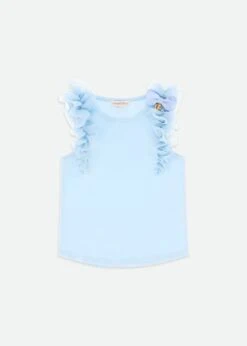 Toni Ruffle Trim Top Pale Blue