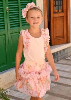 Toni Ruffle Trim Top Peach Primrose -Angels Face Negozio Toni Top Peach Campaign 1