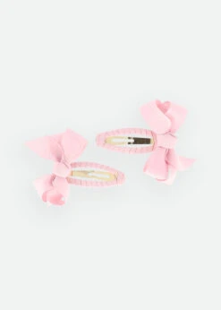 Two Pack Bow Clips Pink -Angels Face Negozio Two Bow Pink Front