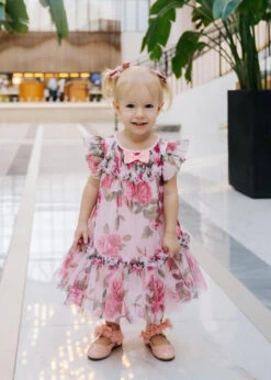 Rosebud Roses Tulle Baby Dress Pink -Angels Face Negozio rosebud1